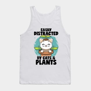 Easily Distracted By Cats & Plants Gardening Garden Botanic Tank Top